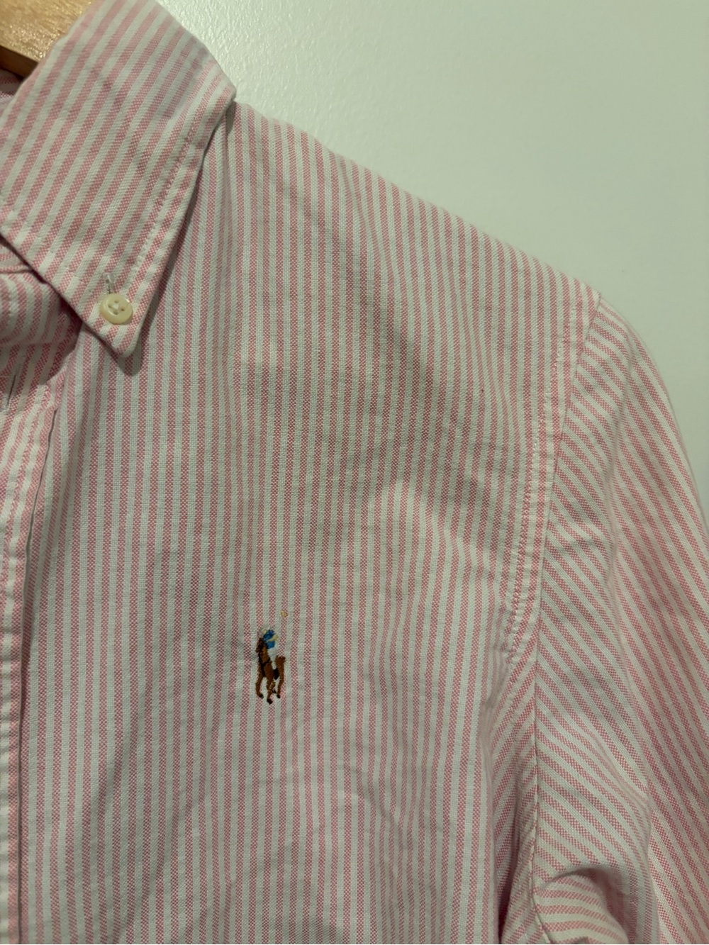 Ralph Lauren Pinstripe Oxford Shirt Pink Size Small Button Up Preppy 100% Cotton - Picture 5 of 13
